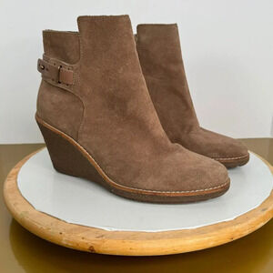 Cole Haan Womens Waterproof Suede Brown Comfy Ankle Boots 8B Fall Winter Boho